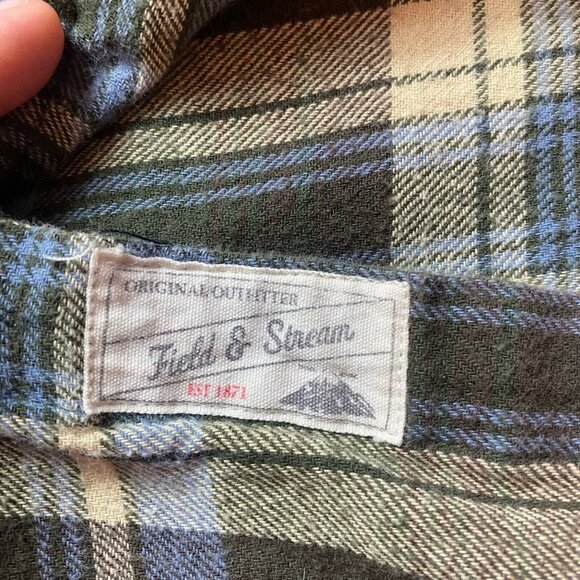 Field & Stream Button Down Men's Size Large Long Sleeve Plaid Brown Cream - Picture 4 of 10